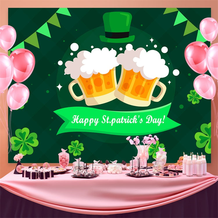 St Patrick's Photo Backdrop Frothy Beer Festive Cheers Backdrop GQ3-45