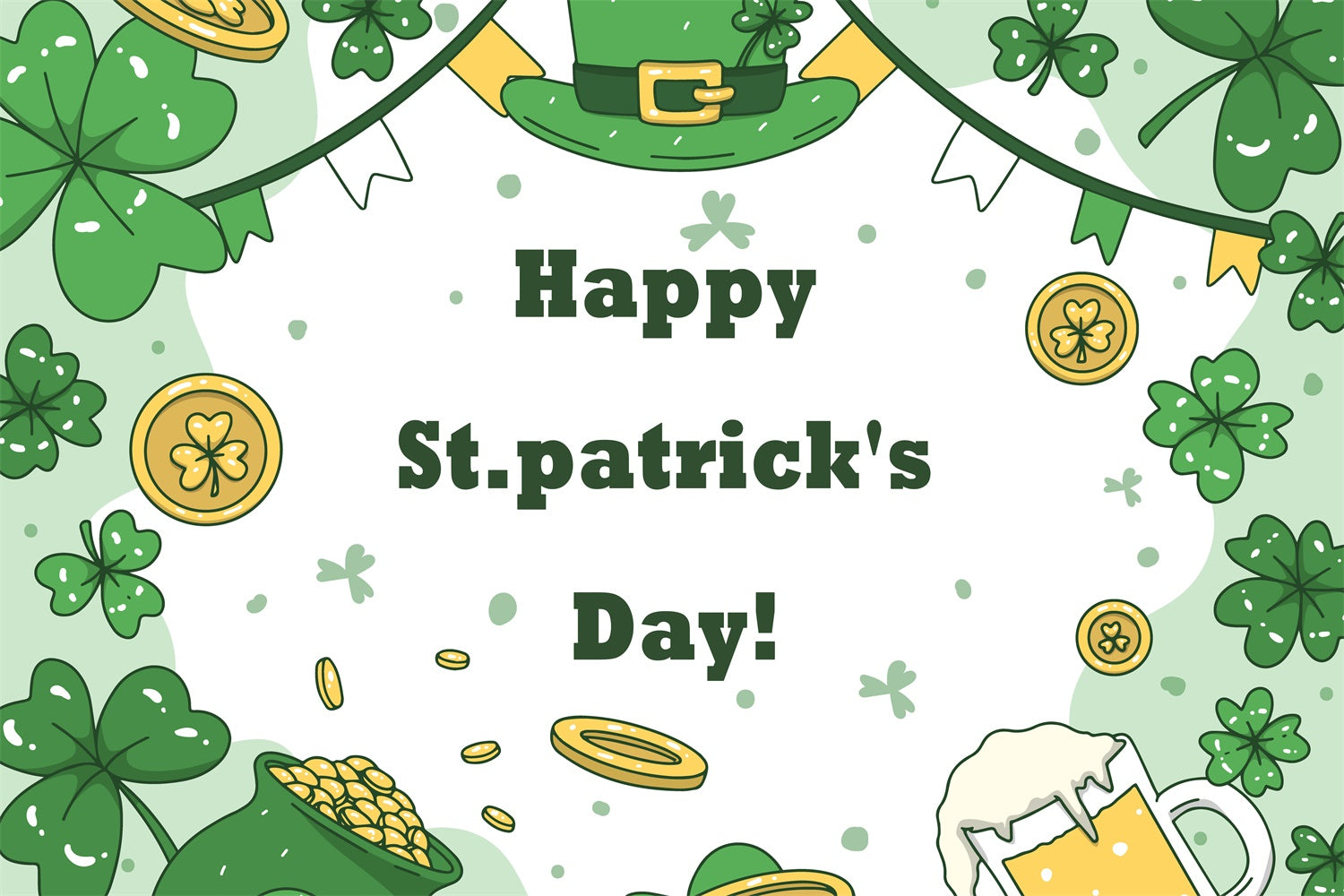 St Patrick's Day Backdrop Beer Gold Coins Celebration Backdrop GQ3-46
