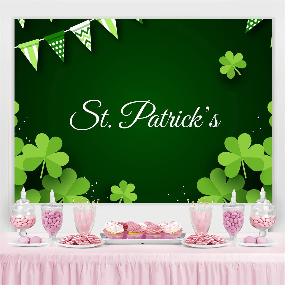 St Patrick's Day Backdrops Lucky Clover Green Party Backdrop GQ3-47