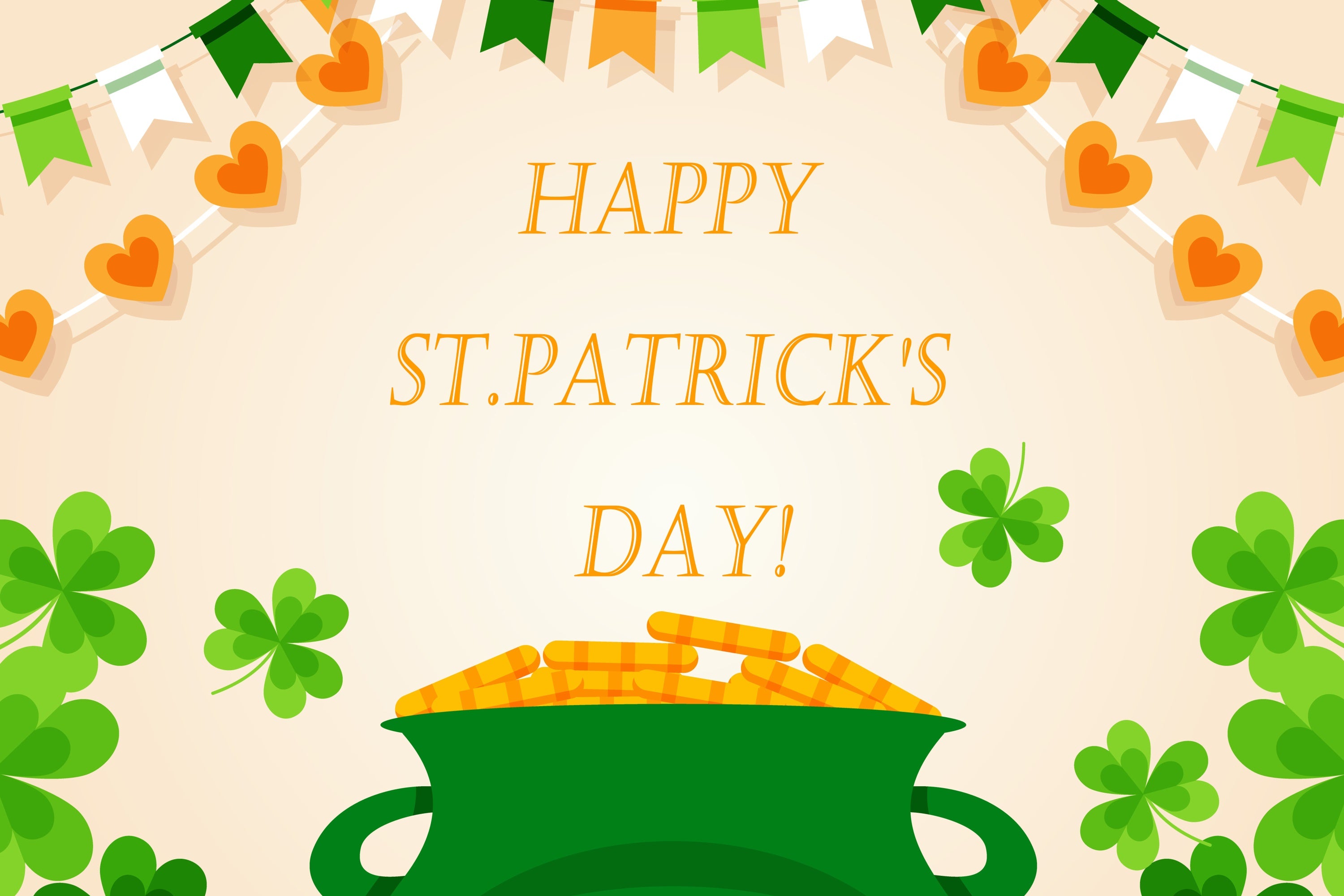 St Patricks Day Backdrops Green Luck Pot Charm Banner Backdrop GQ3-48