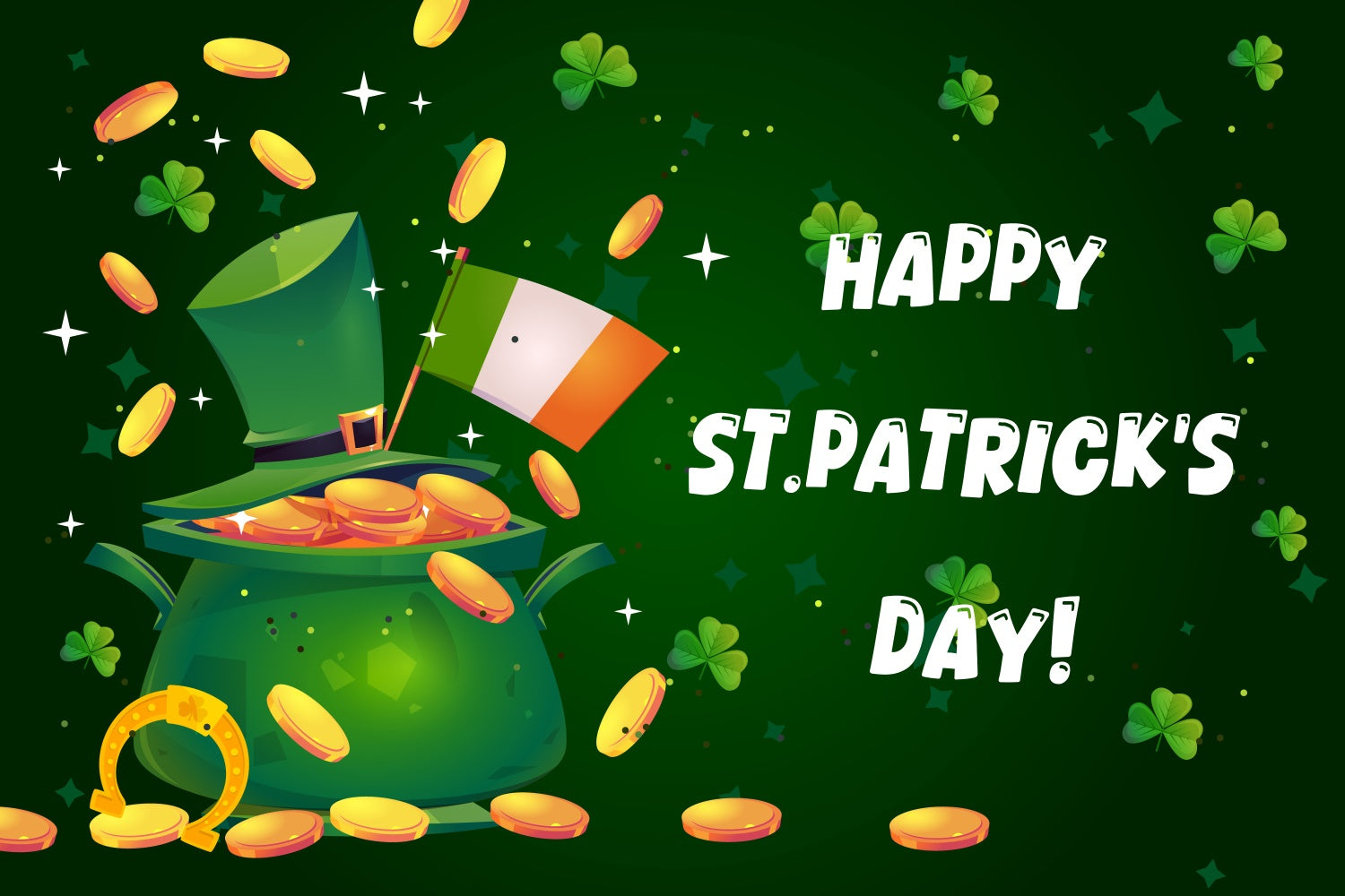 St Patricks Day Backdrop Lucky Green Hat Coins Sparkle Backdrop GQ3-49