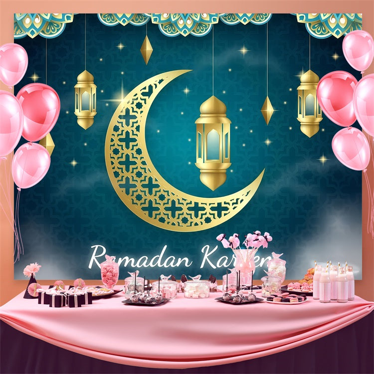Ramadan Backdrops Gold Crescent Lantern Backdrop GQ3-5