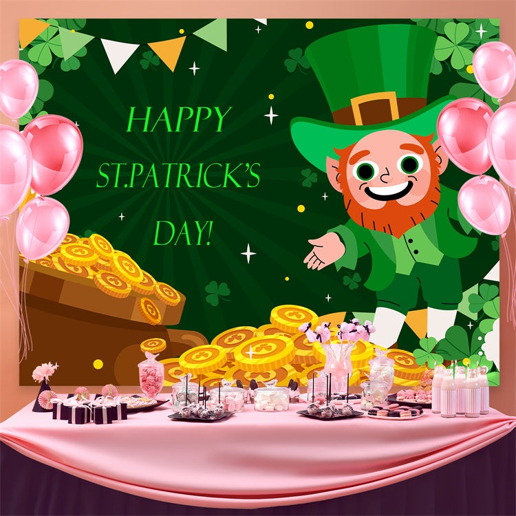St Patrick Backdrop Gold Coins Festive Leprechaun Backdrop GQ3-52