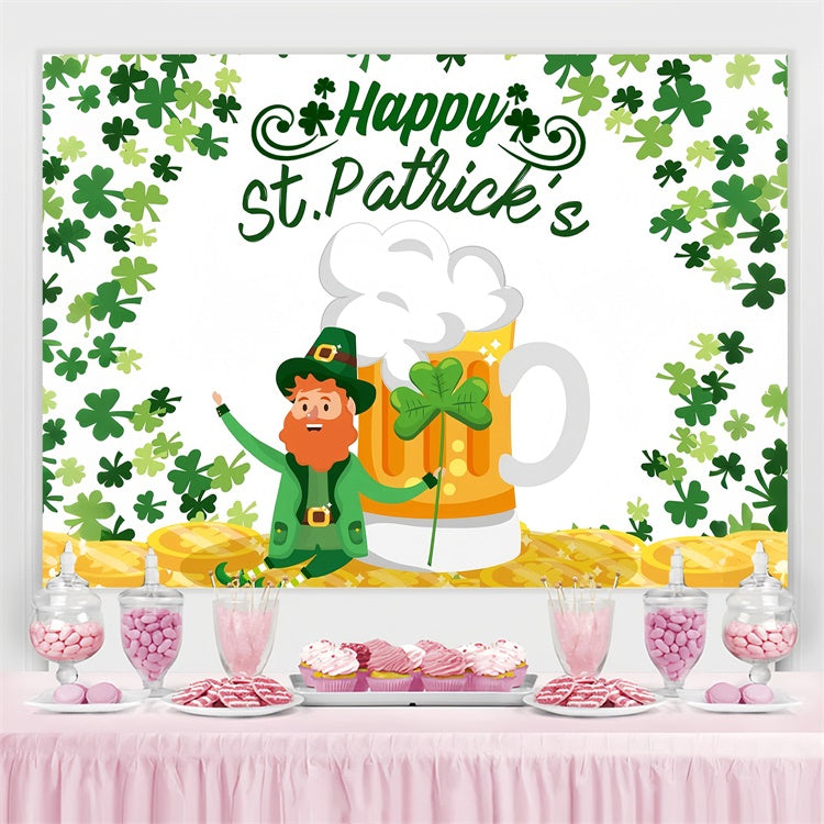 St Patricks Day Photo Backdrop Golden Coins Lucky Beer Backdrop GQ3-55