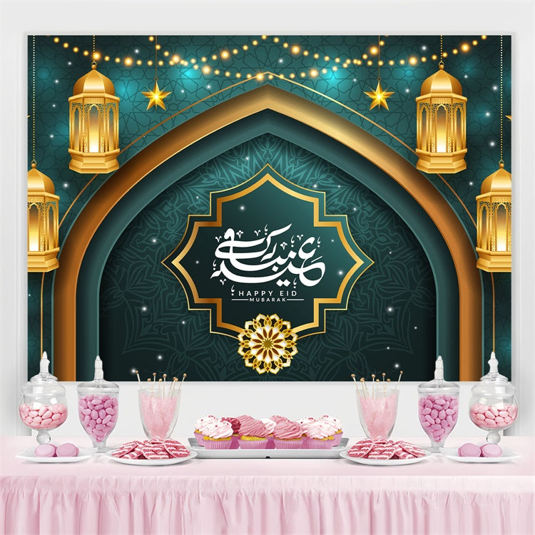 Eid Mubarak Backdrop Islamic Archway Hanging Lights Backdrop GQ3-92