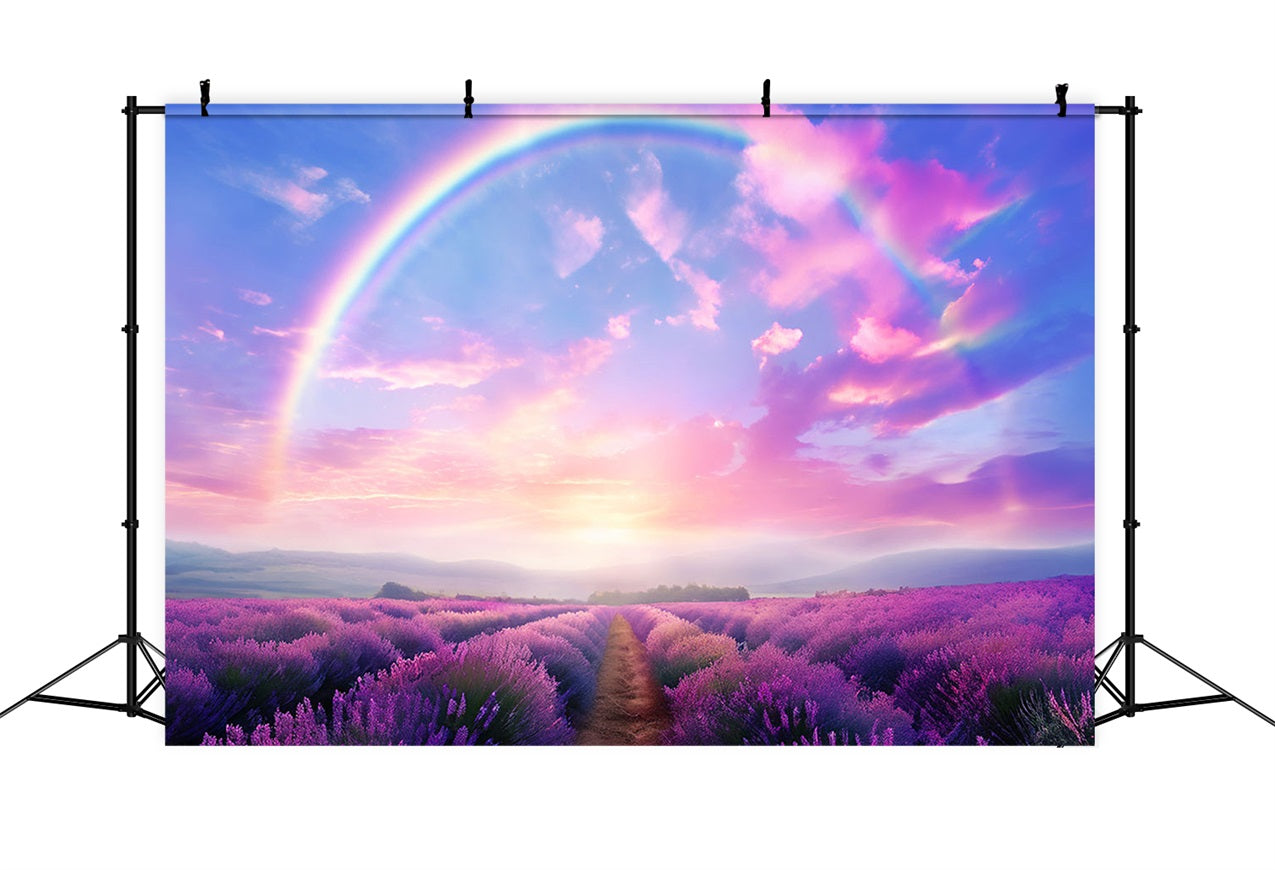 Purple Flower Backdrop Rainbow Lavender Field Backdrop GQ4-23
