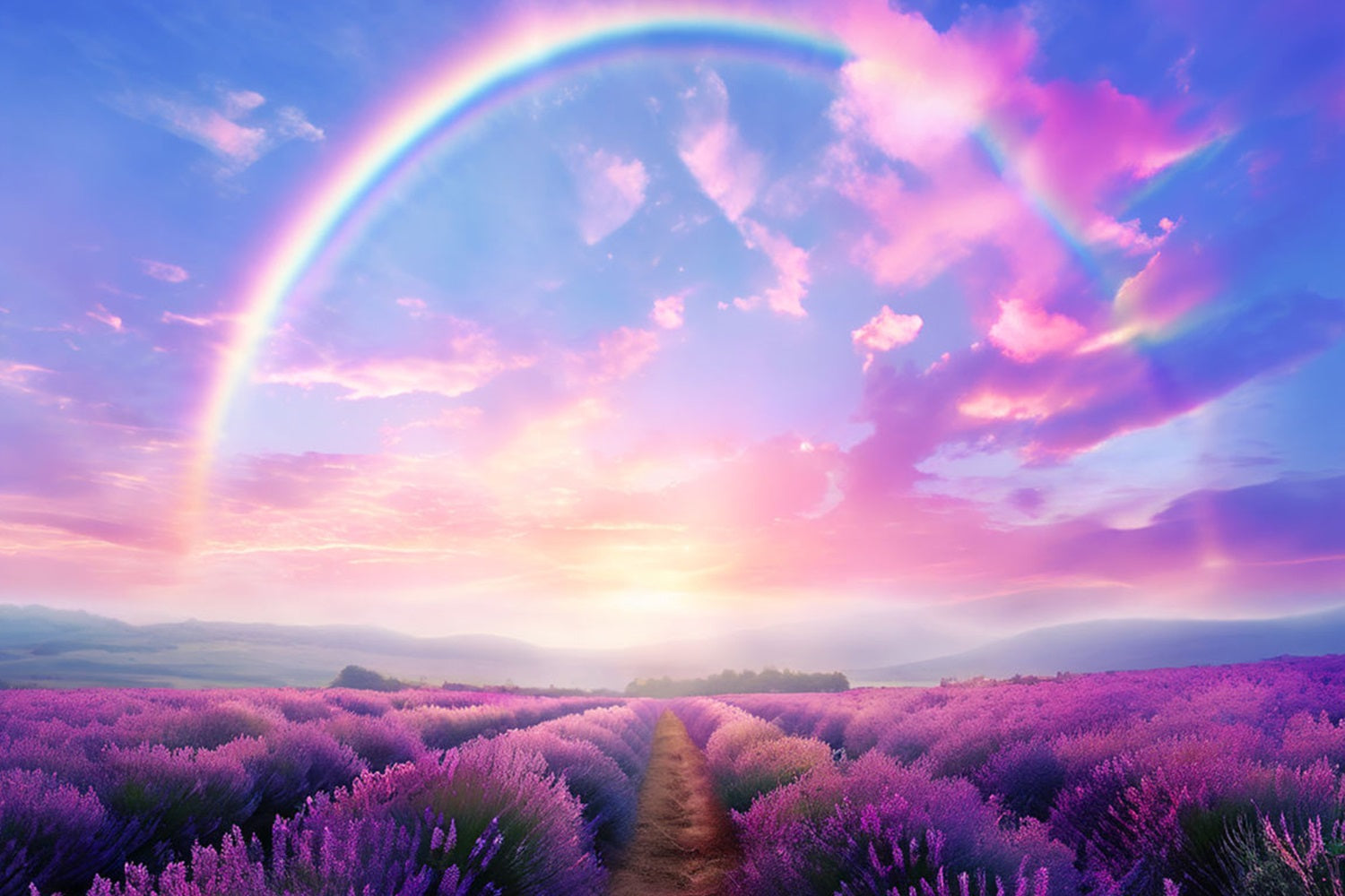 Purple Flower Backdrop Rainbow Lavender Field Backdrop GQ4-23