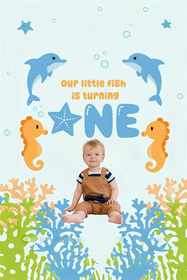 Custom Birthday Party Backdrop Ocean Animals Baby Backdrop GQ4-243