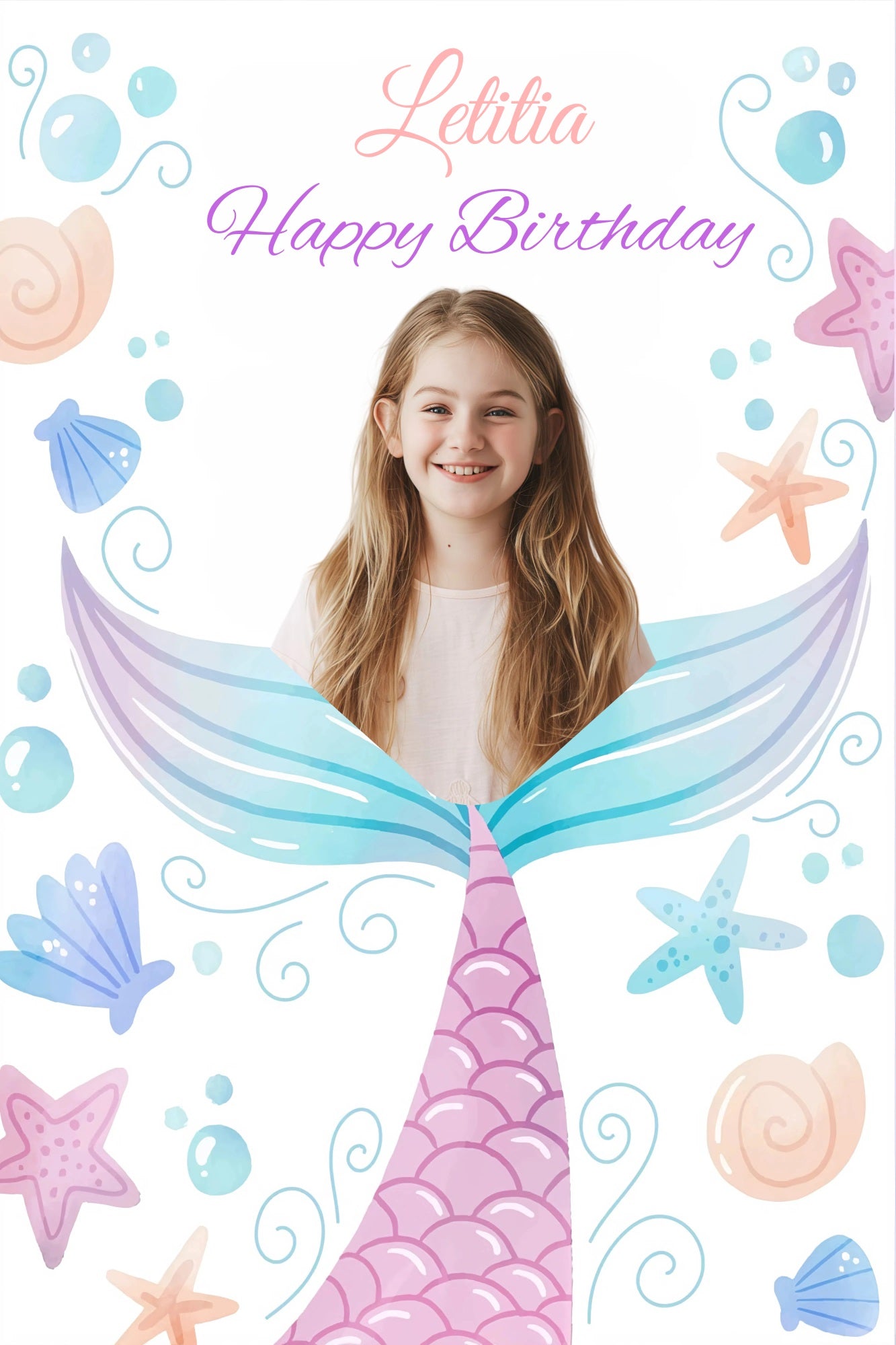 Personalized Backdrops Birthday Mermaid Tail Party Backdrop GQ4-247
