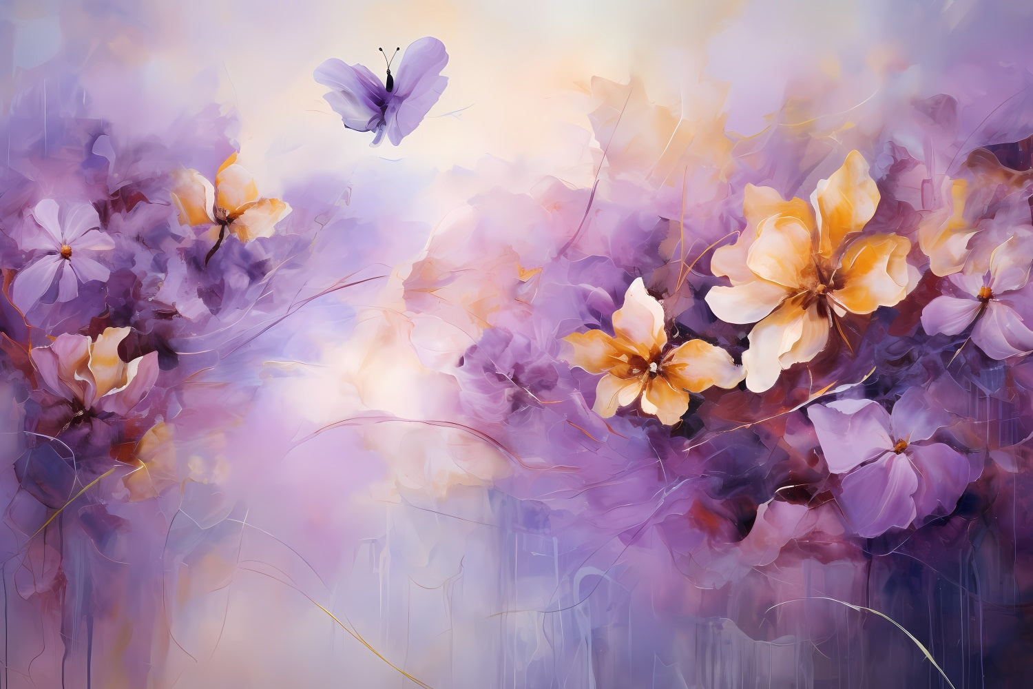 Purple Photo Backdrop Blooming Flowers Butterfly Backdrop GQ4-25