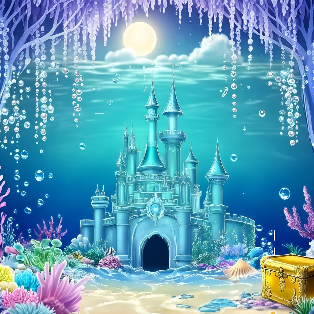 Beach Photo Backdrop Underwater Castle Summer Backdrop GQ4-251