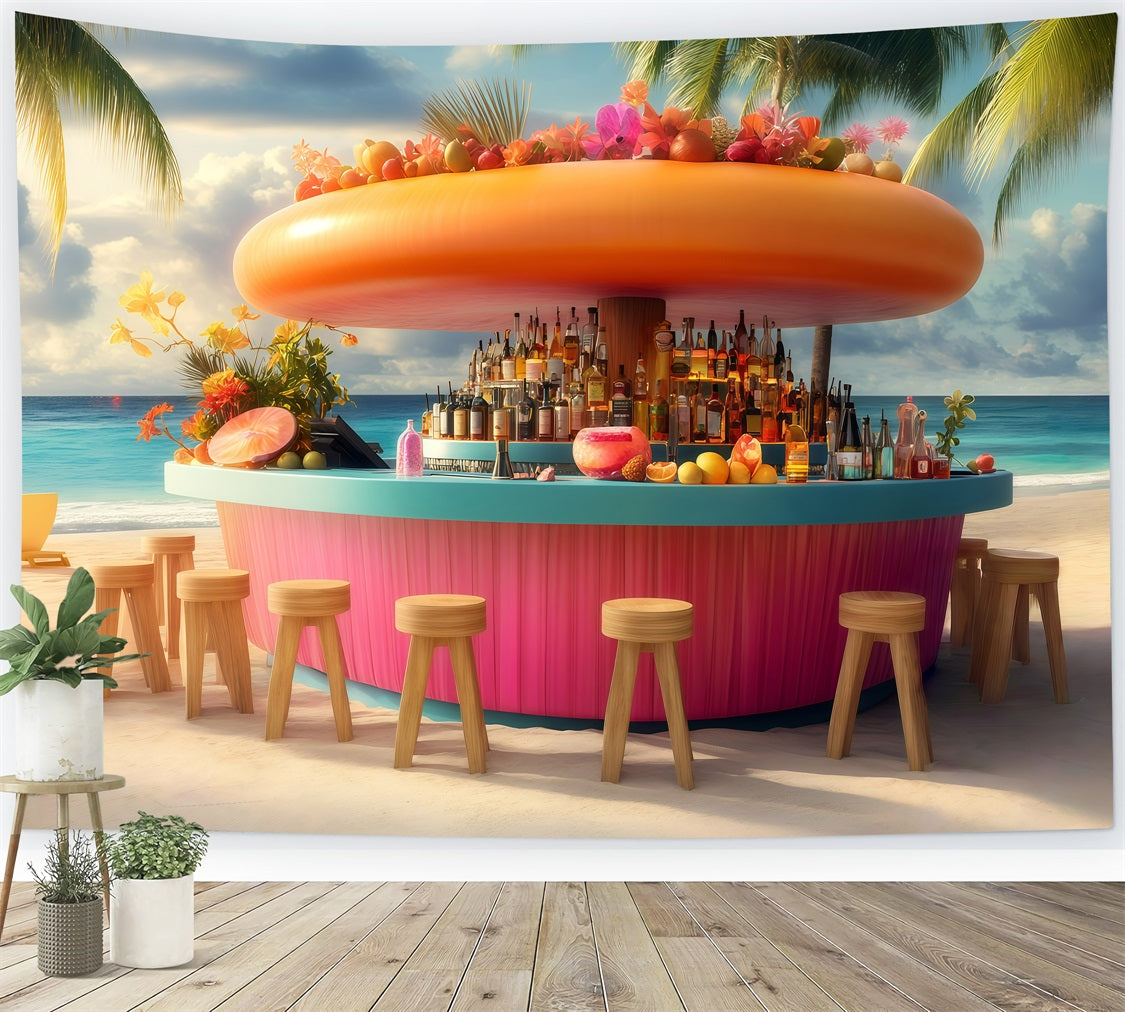 Tropical Backdrops Beachside Drink Bar Summer Backdrop GQ4-257