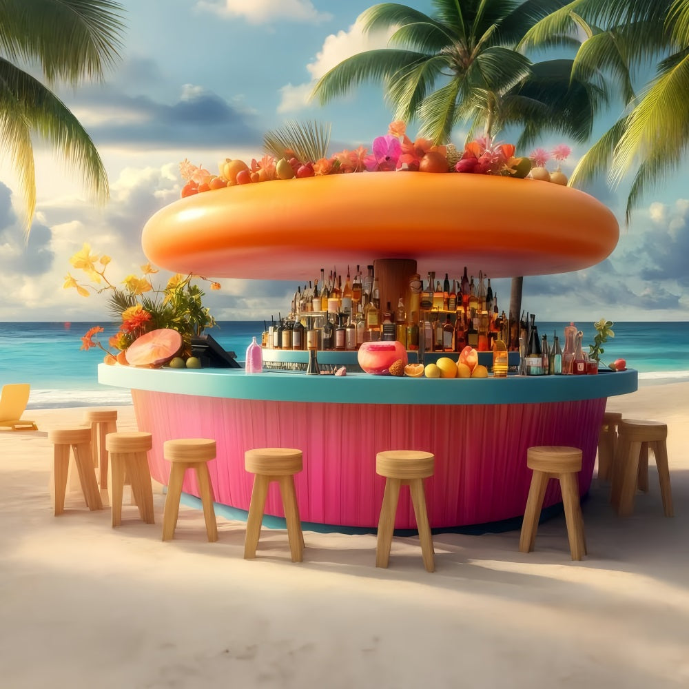 Tropical Backdrops Beachside Drink Bar Summer Backdrop GQ4-257