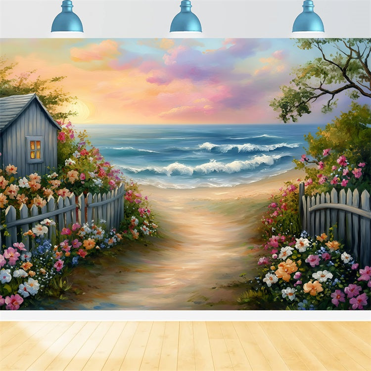 Summer Backdrops Flower Garden Path Beach Backdrop GQ4-259