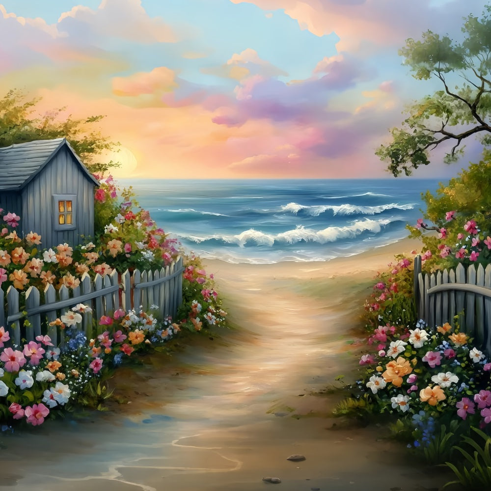 Summer Backdrops Flower Garden Path Beach Backdrop GQ4-259
