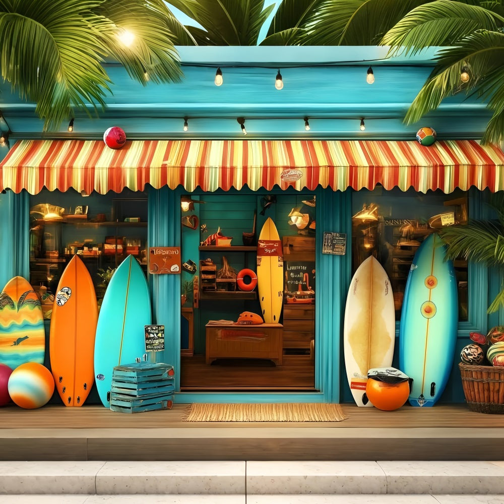 Tropical Backdrops Summer Surf Shop Entrance Backdrop GQ4-262