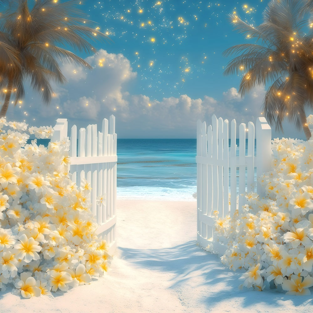 Summer Backdrops Tropical Blossoms Seaside Backdrop GQ4-268