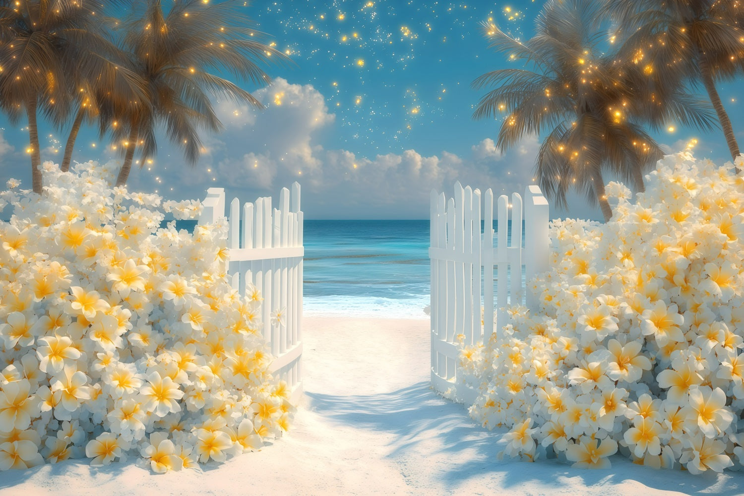 Summer Backdrops Tropical Blossoms Seaside Backdrop GQ4-268