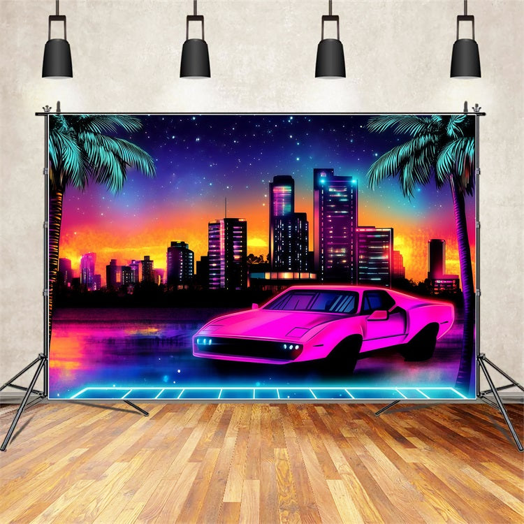 Tropical Backdrop Glow City Car Summer Backdrop GQ4-270