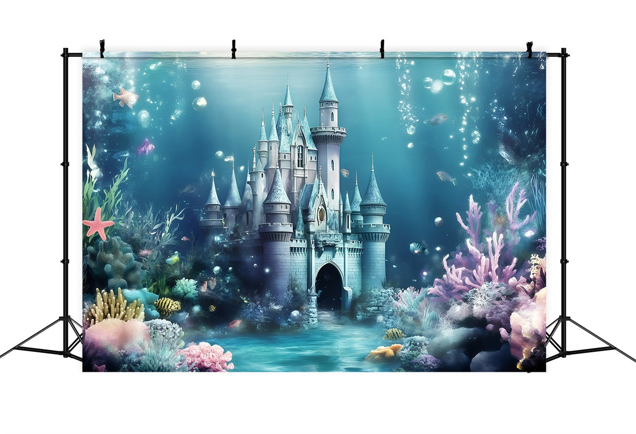 Summer Backdrops Underwater Blue Castle Backdrop GQ4-274