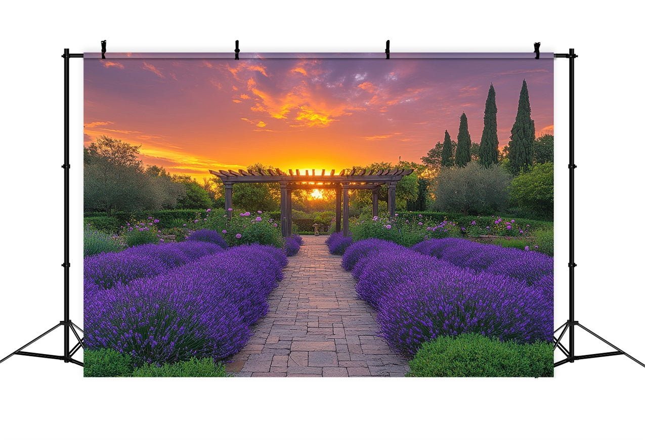 Purple Floral Backdrop Lavender Archway Sunset Photography Backdrop GQ4-28