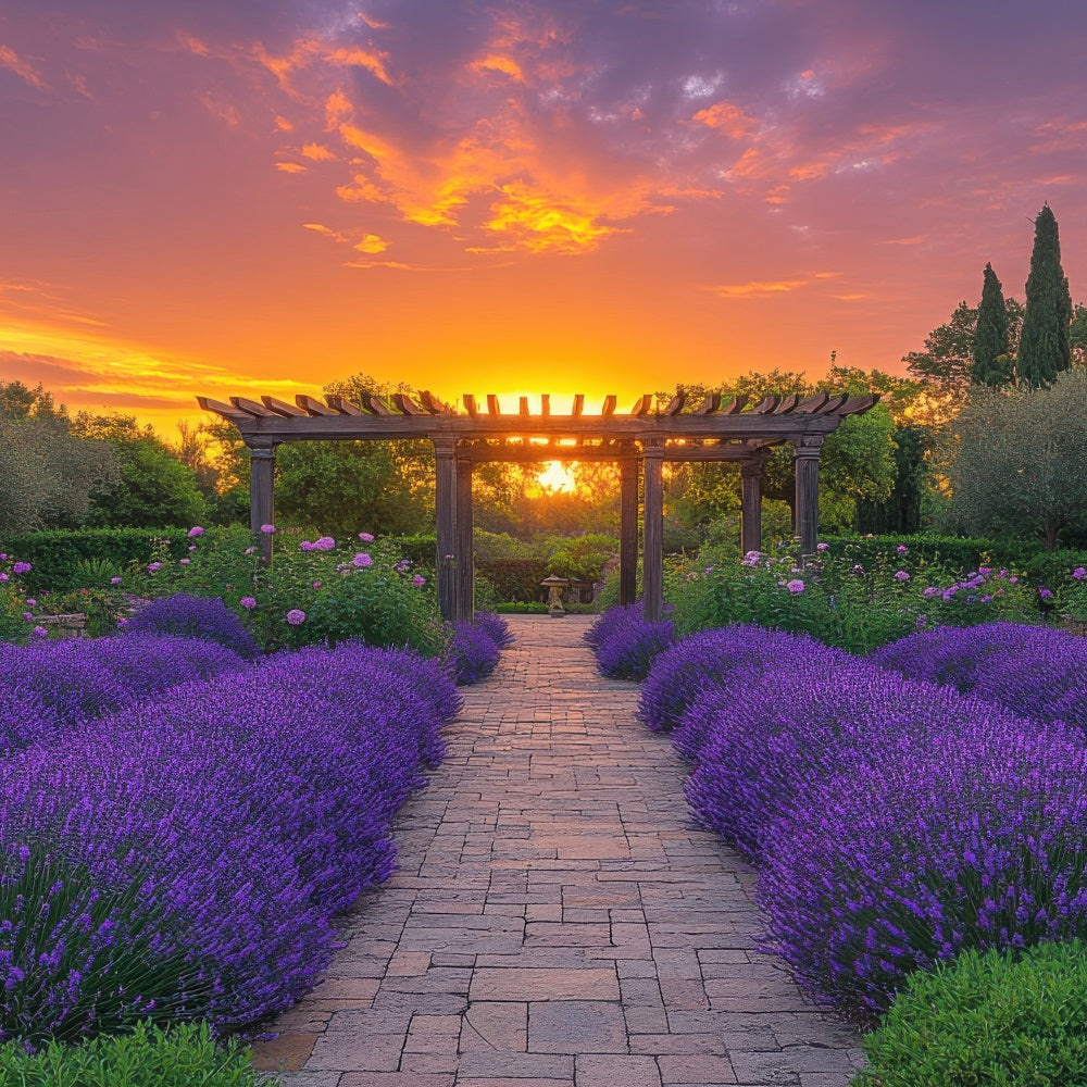 Purple Floral Backdrop Lavender Archway Sunset Photography Backdrop GQ4-28