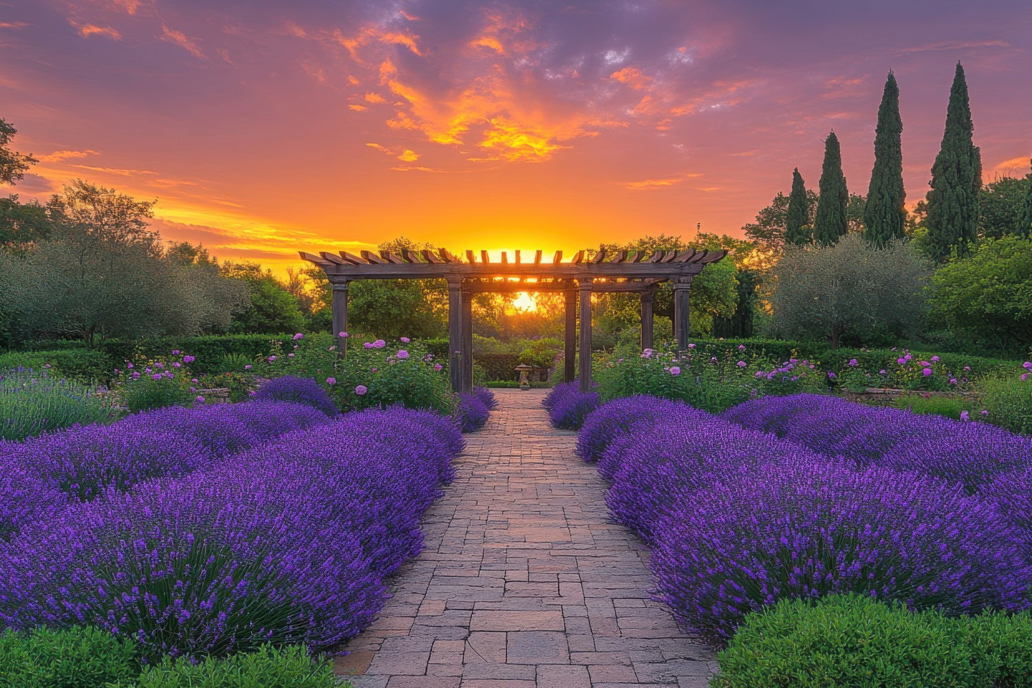 Purple Floral Backdrop Lavender Archway Sunset Photography Backdrop GQ4-28