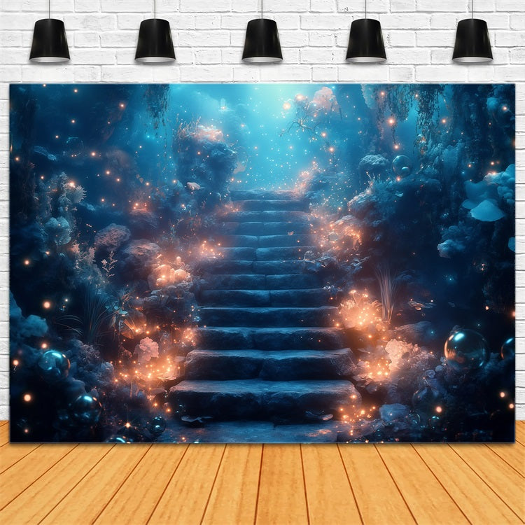 Summer Backdrop Underwater Stone Steps Ocean Backdrop GQ4-288
