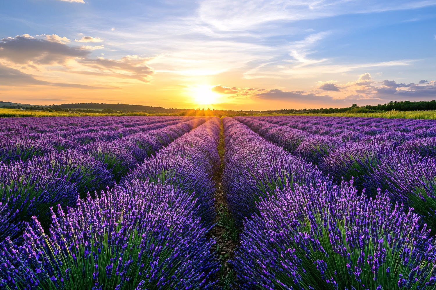 Purple Flowers Backdrop Blooming Lavender Horizon Photo Backdrop GQ4-29