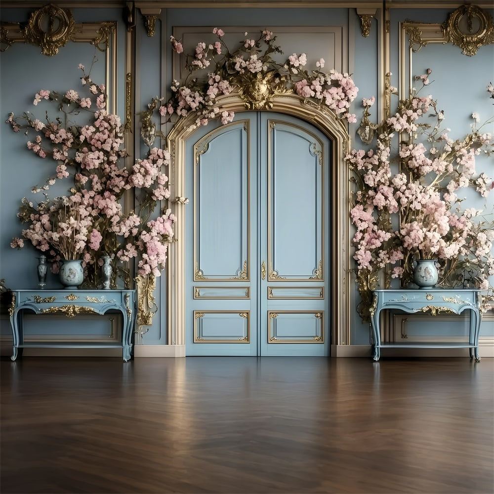 Vintage Wall Backdrop Blue Vintage Floral Door Backdrop GQ4-319