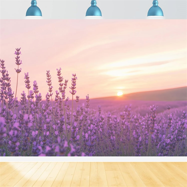 Lavender Photo Backdrop Sunset Floral Field Backdrop GQ4-32