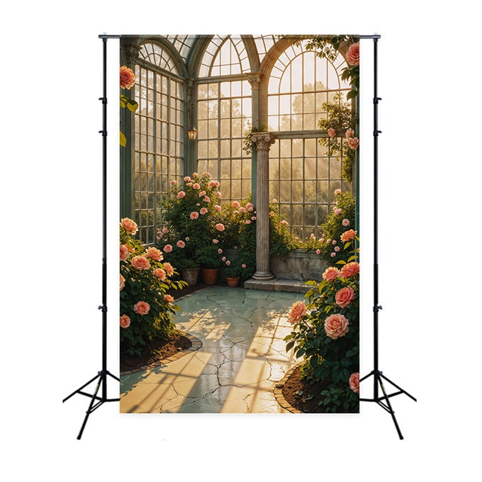 Antique Backdrop Elegant Floral Garden Pillar Vintage Photo Backdrop GQ4-339
