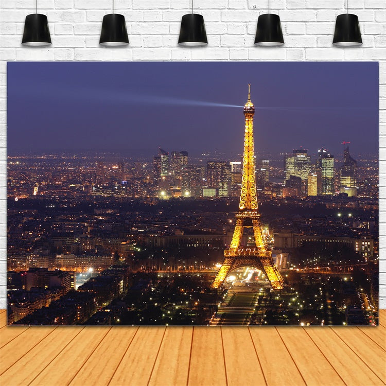 Night In Paris Backdrop Sparkling Eiffel Tower Urban Backdrop GQ4-34