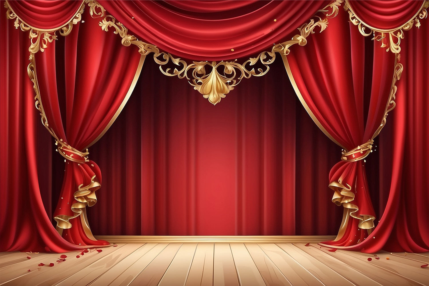 Red Carpet Photo Backdrop Gold Trim Red Curtain Backdrop GQ4-86