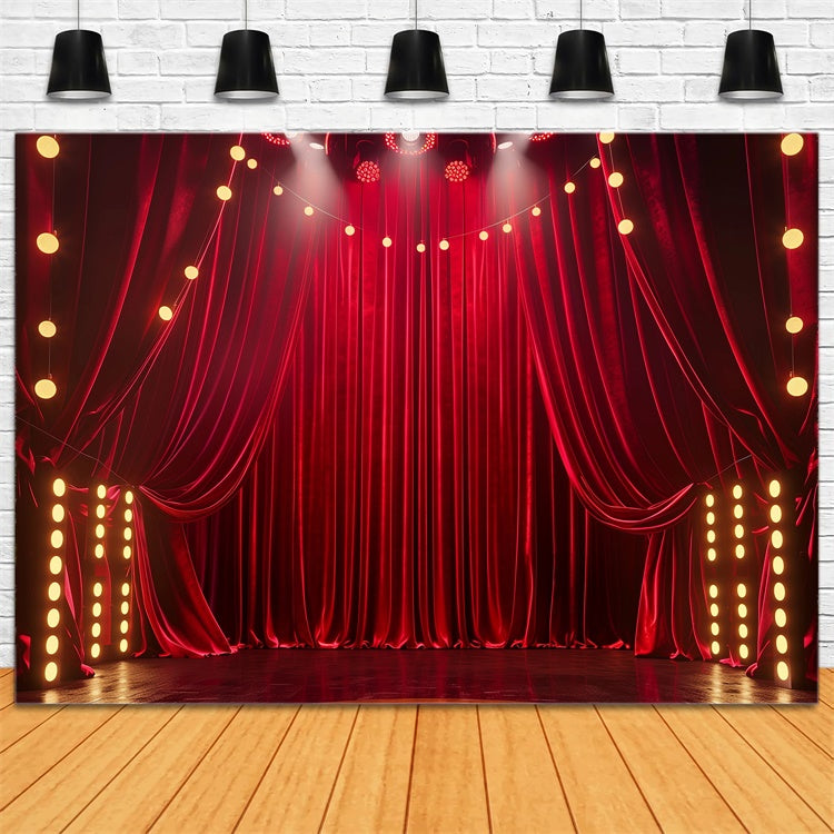 Red Carpet Photo Backdrop Glam Drapes Spotlights Backdrop GQ4-89