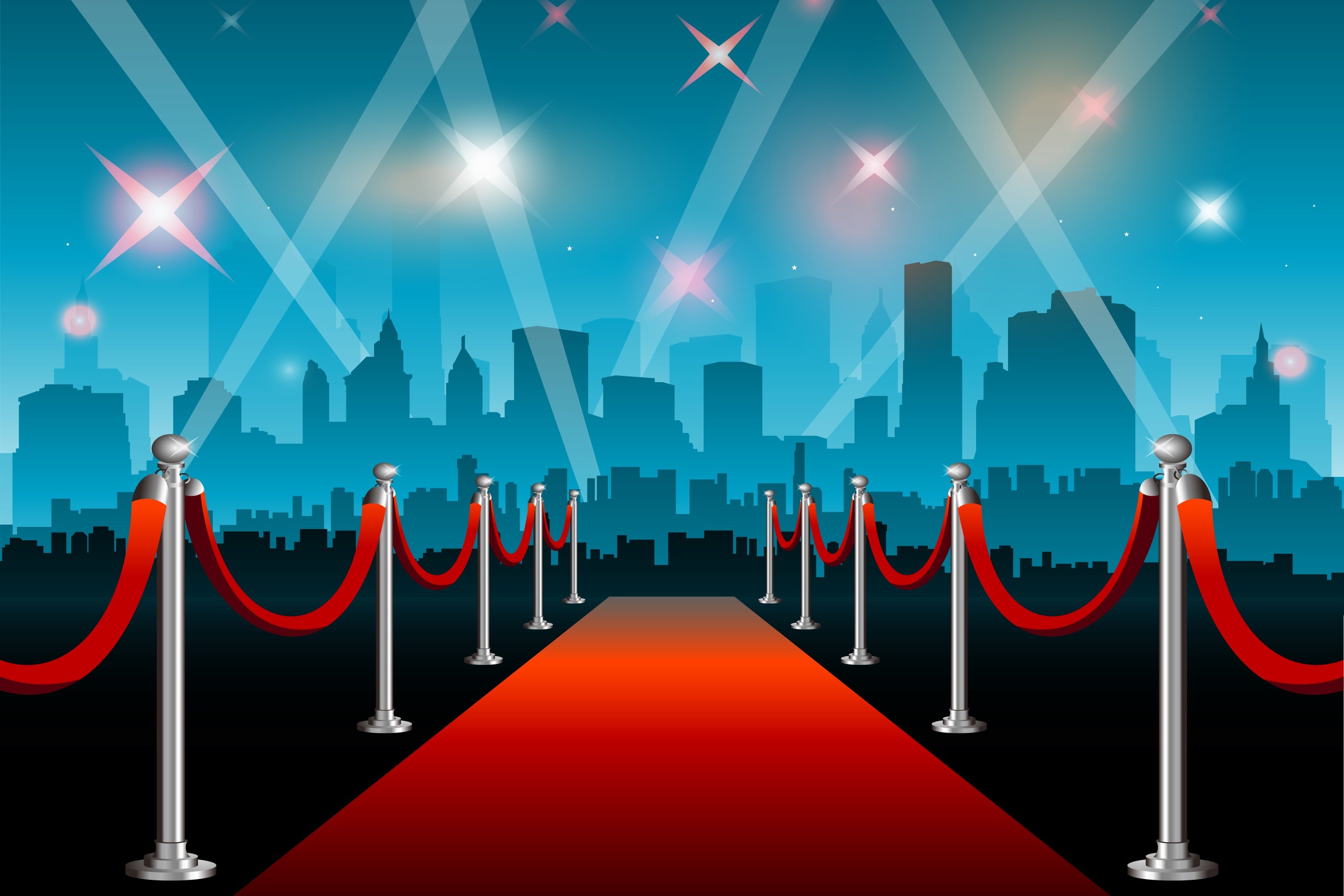 Red Carpet Backdrops City Lights Blue Skyline Backdrop GQ4-90