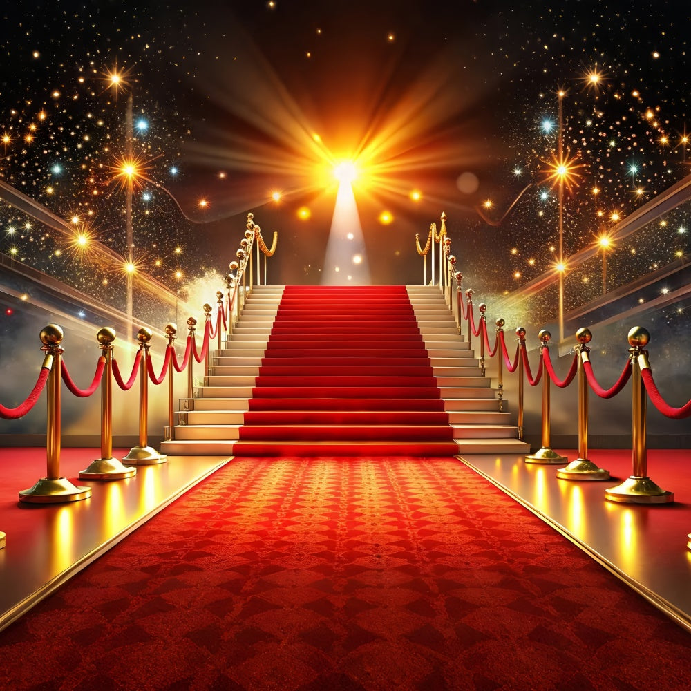 Red Carpet Backdrop Luxurious Staircase Sparkles Backdrop GQ4-91