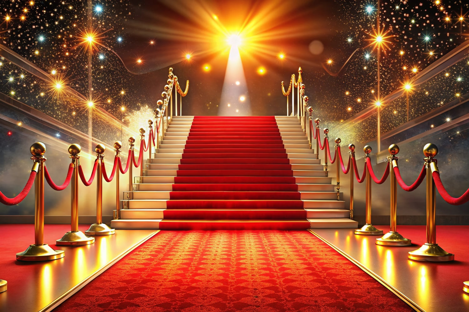 Red Carpet Backdrop Luxurious Staircase Sparkles Backdrop GQ4-91