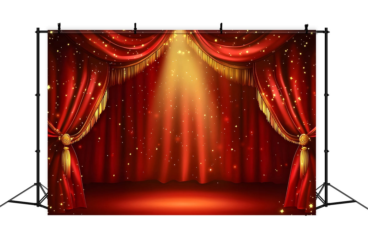 Red Carpet Photo Backdrop Golden Sparkle Curtain Backdrop GQ4-94