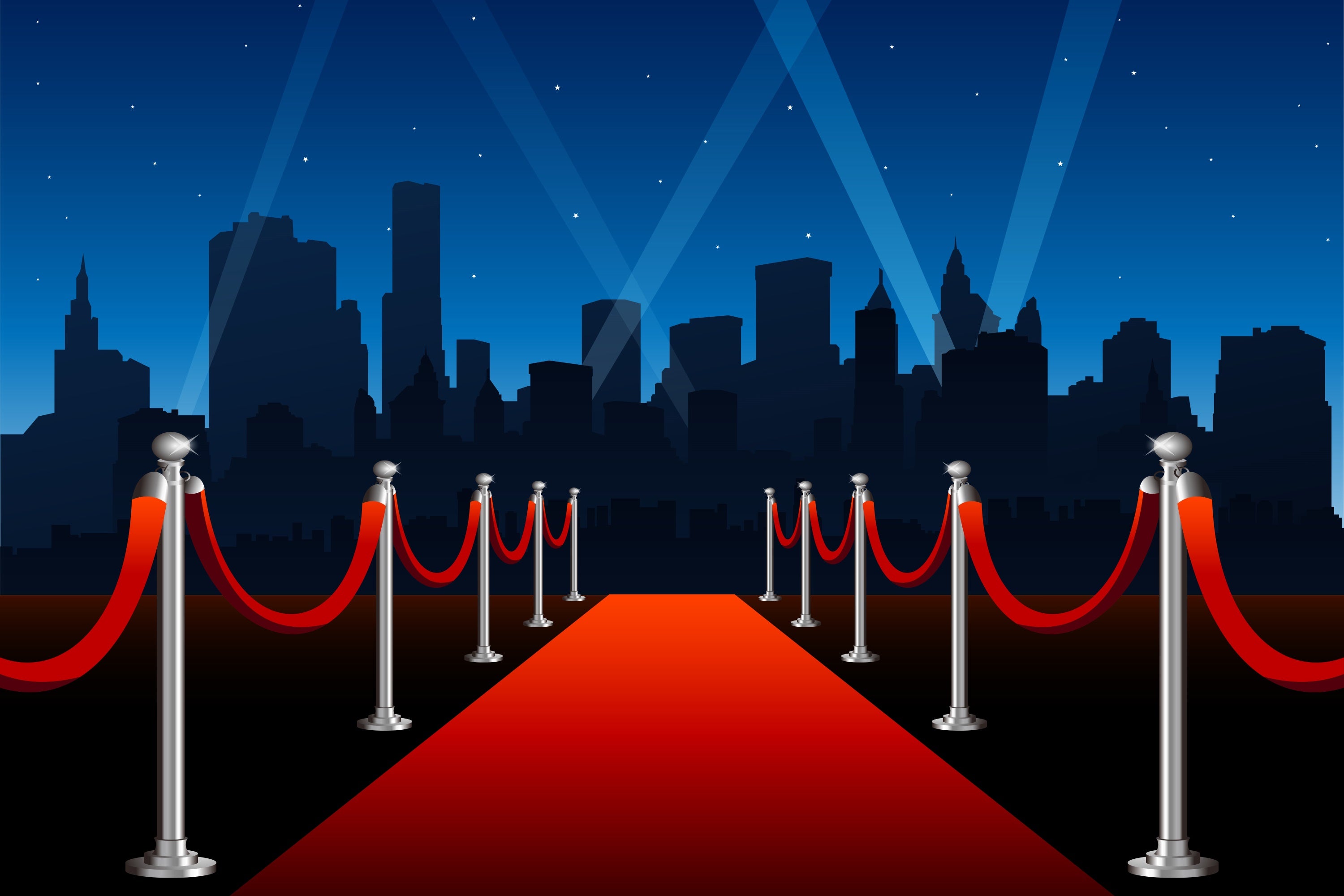 Red Carpet Photo Backdrop Glamorous Night City Backdrop GQ4-96