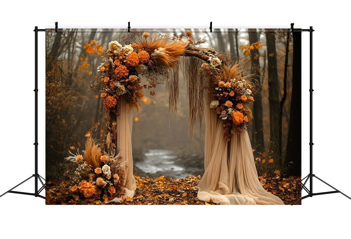 Autumn Photo Backdrop Rustic Floral Arch Backdrop GQ5-100