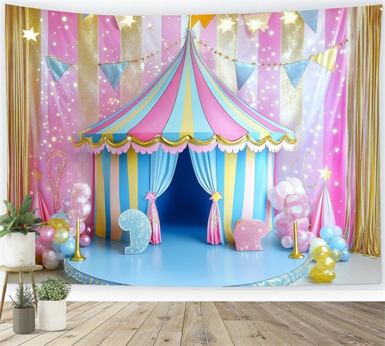 Carnival Tent Backdrop Candy Stripe Tent Sparkle Backdrop GQ5-122