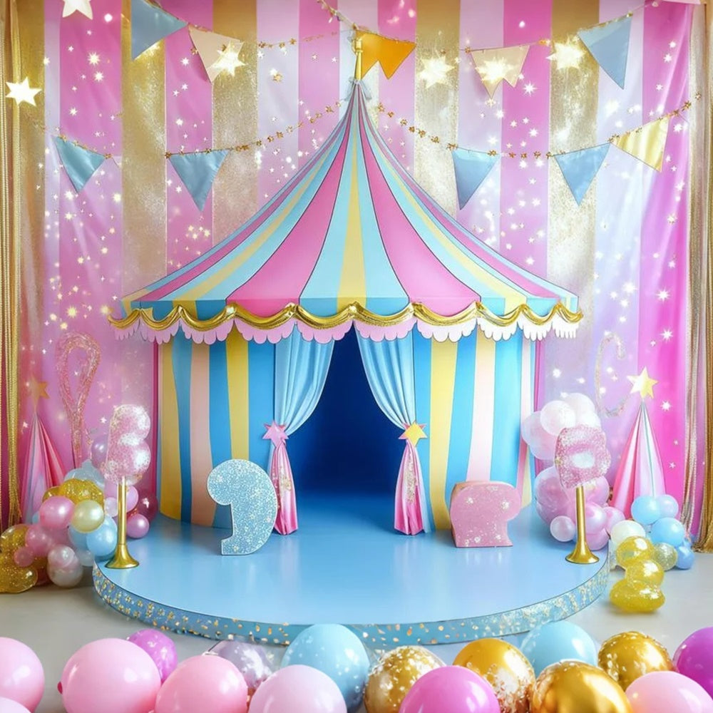 Carnival Tent Backdrop Candy Stripe Tent Sparkle Backdrop GQ5-122