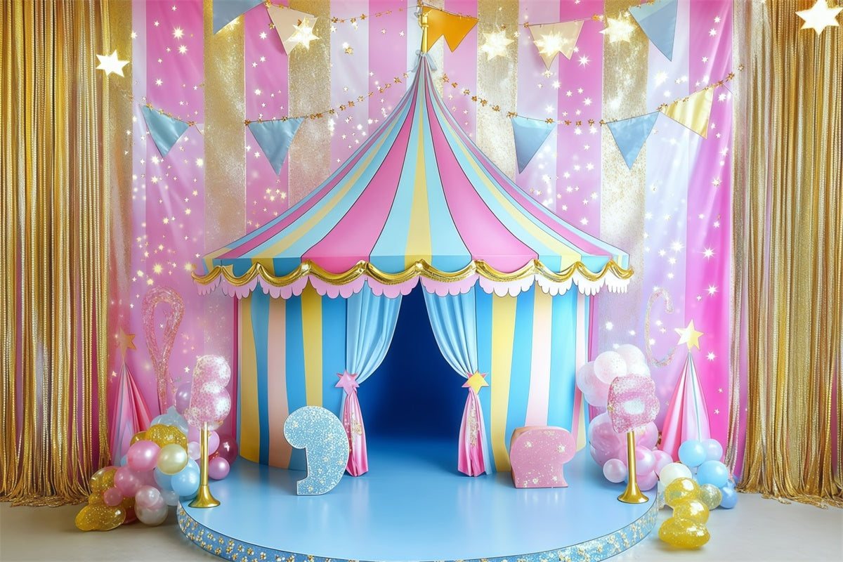 Carnival Tent Backdrop Candy Stripe Tent Sparkle Backdrop GQ5-122