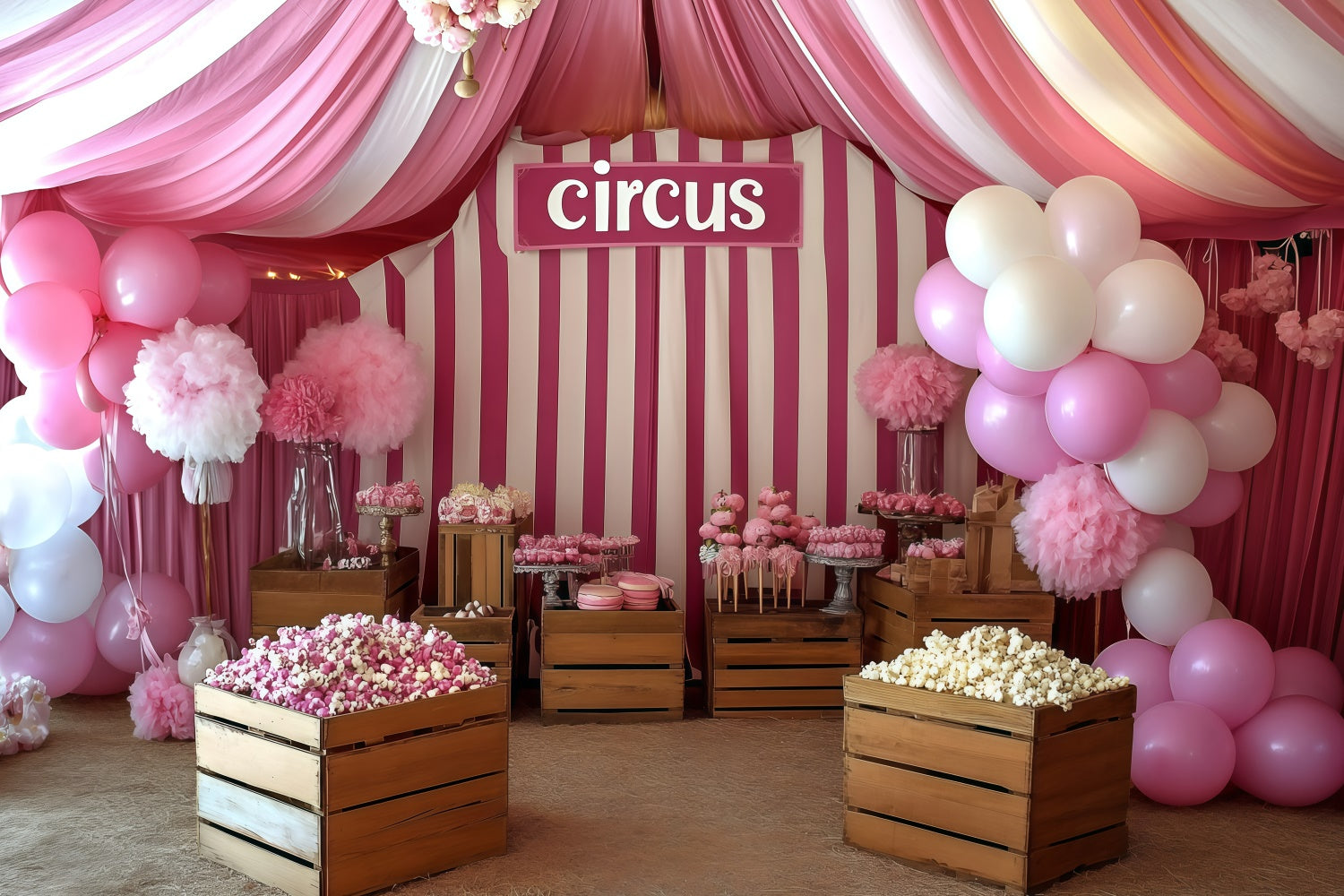 Circus Photography Backdrop Cotton Candy Tent Dessert Backdrop GQ5-136