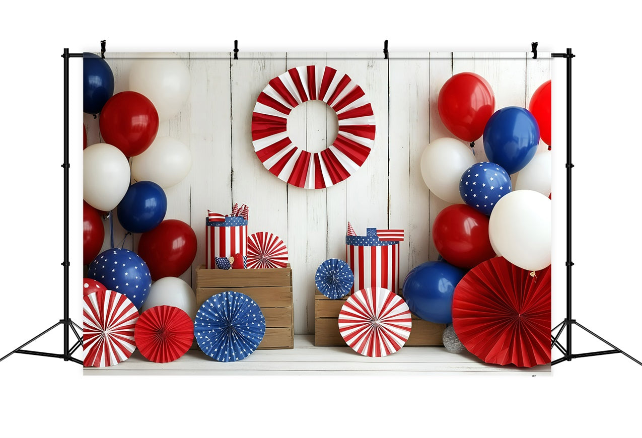 Independence Day Backdrops Red Blue White Balloon Backdrop GQ5-2