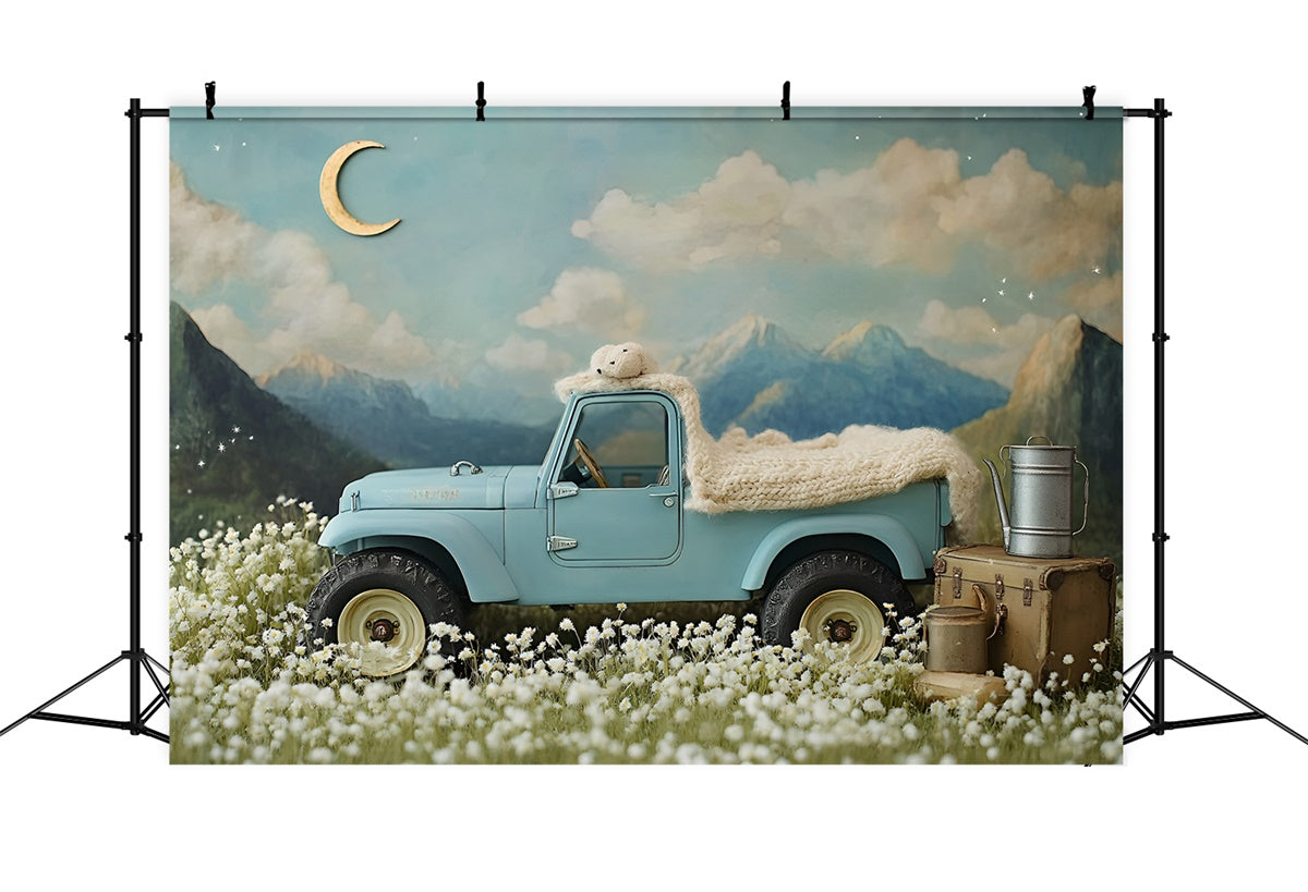 Newborn Photoshoot Backdrop Blue Truck Adventure Backdrop GQ5-208