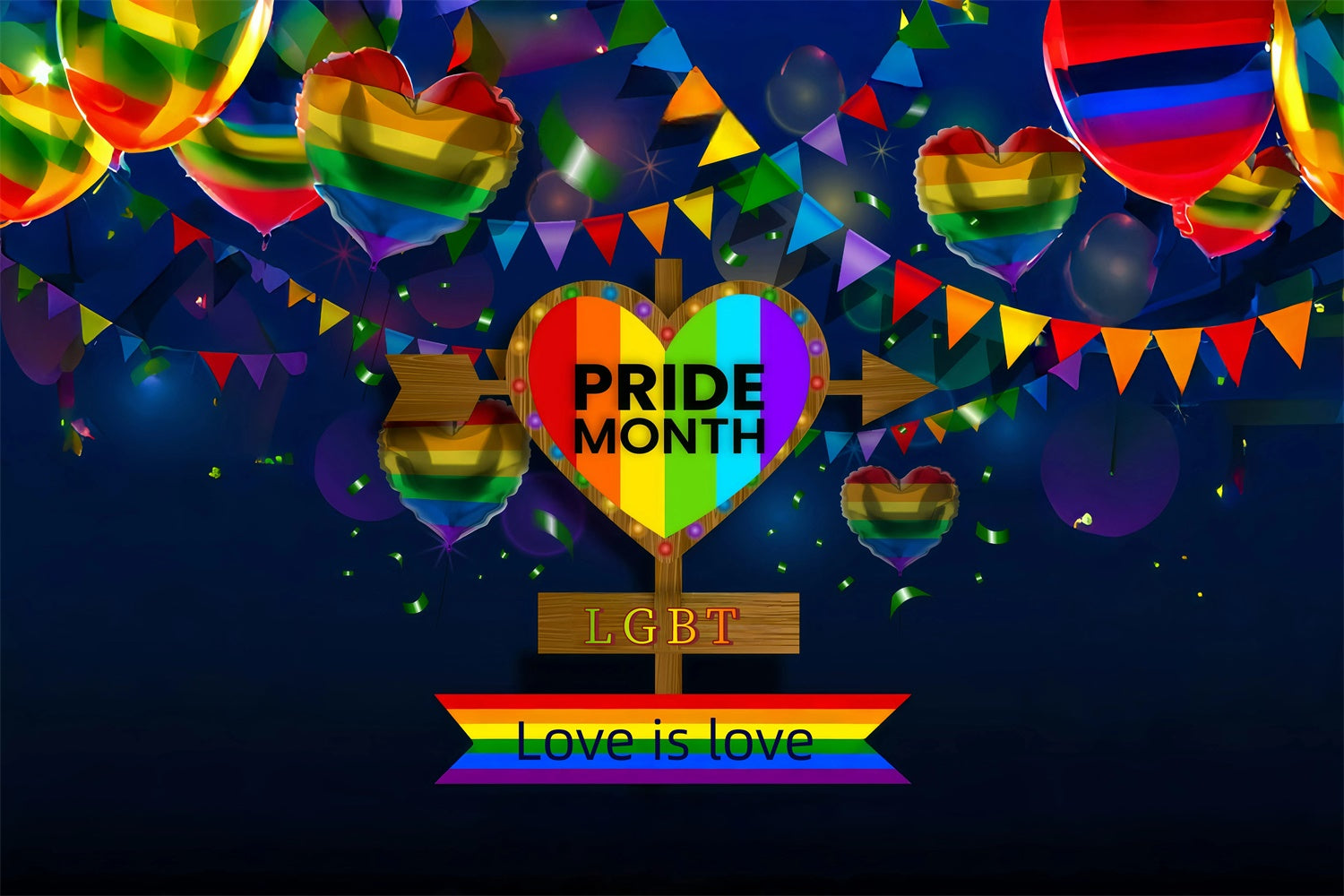 Pride Backdrop Balloon Midnight Celebration Backdrop GQ5-224