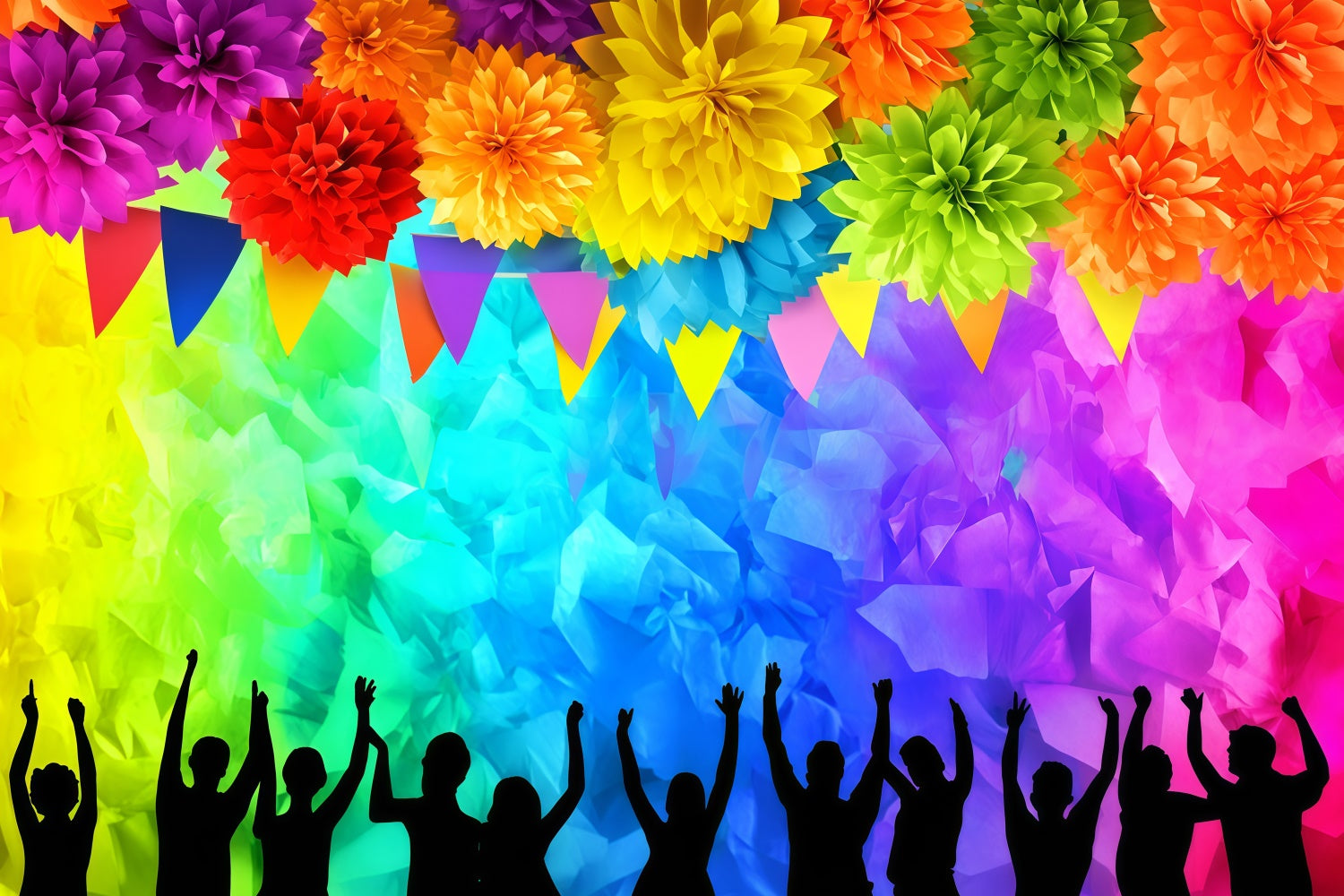 Pride Month Backdrop Flower Dance Party Backdrop GQ5-225