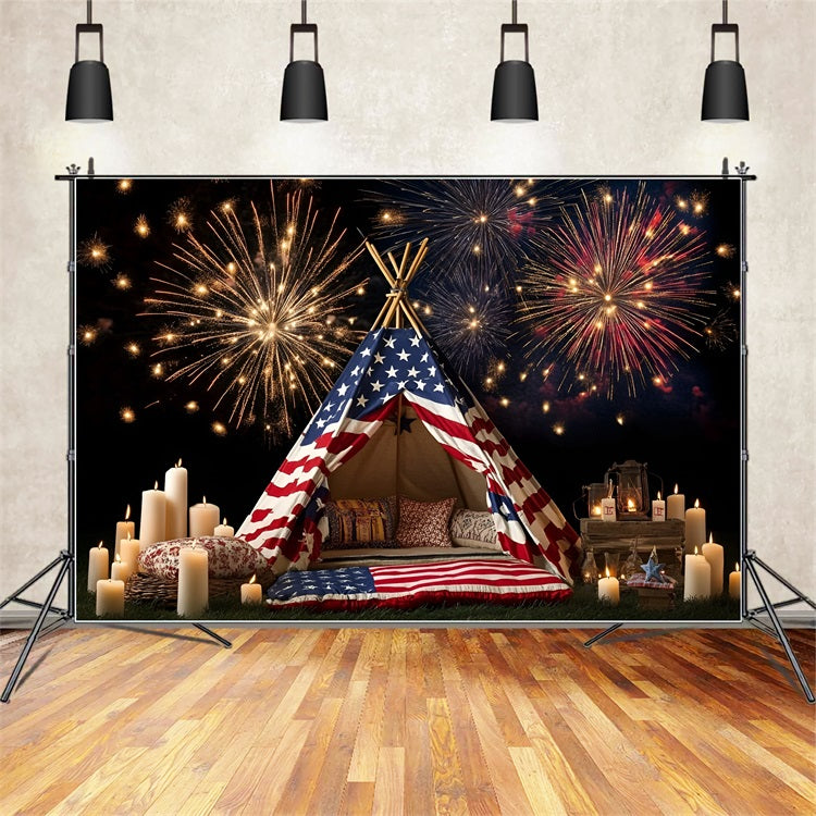 4th of July Fireworks Backdrop Patriotic Tent Backdrop GQ5-28